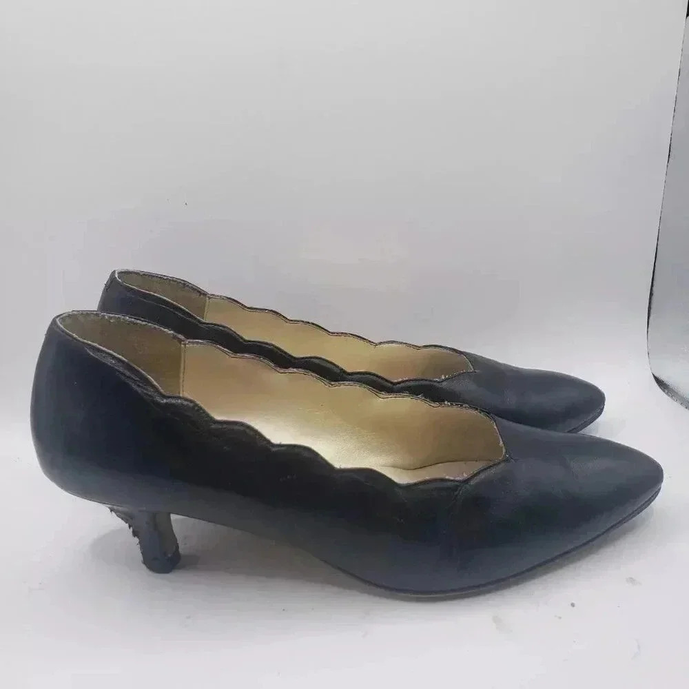Pierre Michel Black‎ Leather Heels Size 5.5 B US Excellent Condition